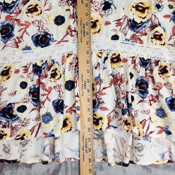 Maurices Womens Top 2X Multi Floral Lace 3/4 Flared Sleeve Boho Peasant Cottage - Picture 7 of 10